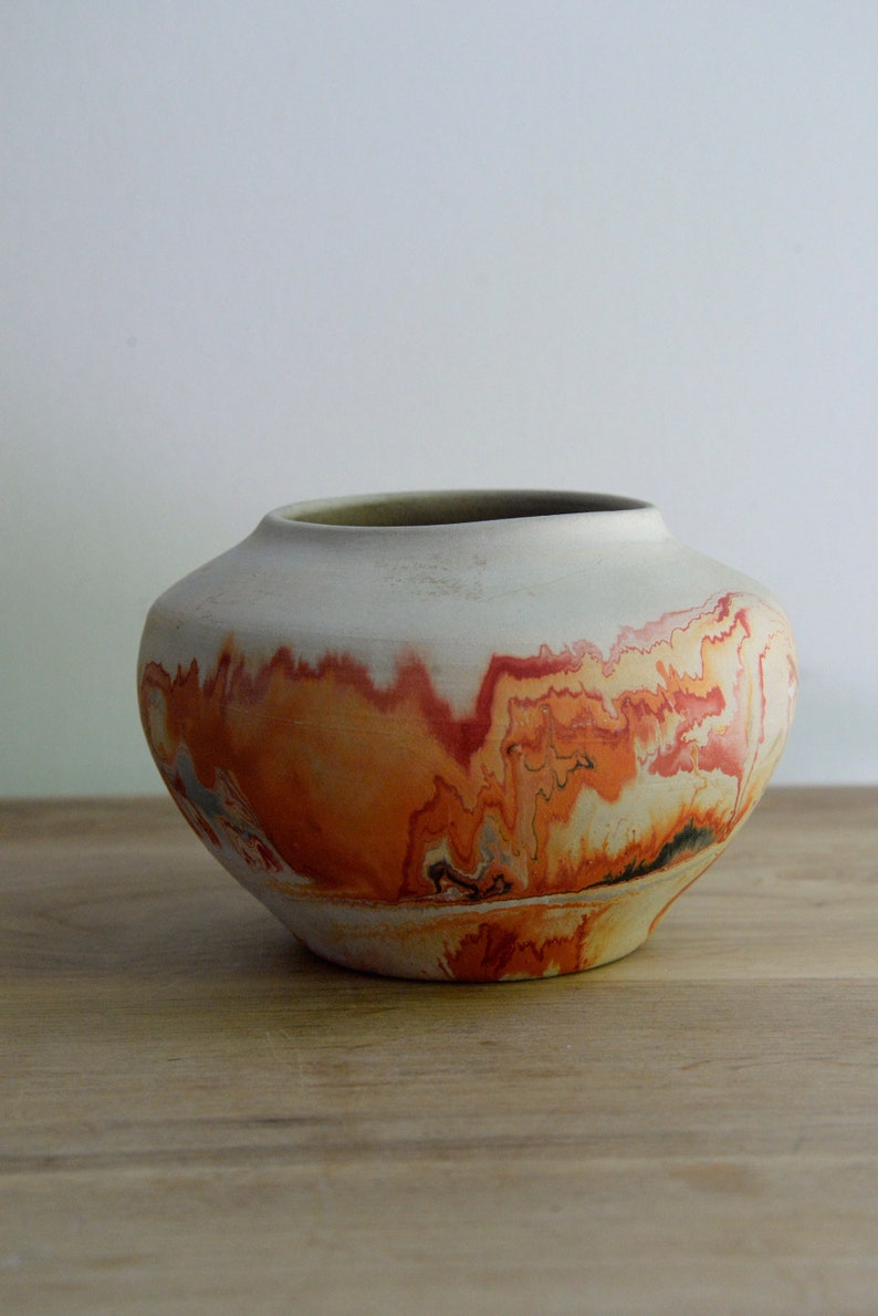 Vintage Nemadji Pottery Vessel Made in USA 4.5 Inch Swirl Etsy