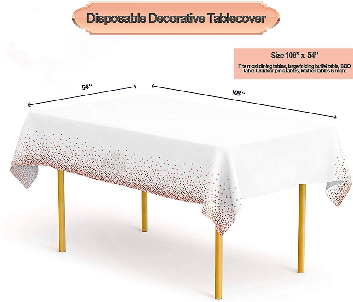 Rose Gold & White Disposable Plastic Tablecloth for Parties Etsy