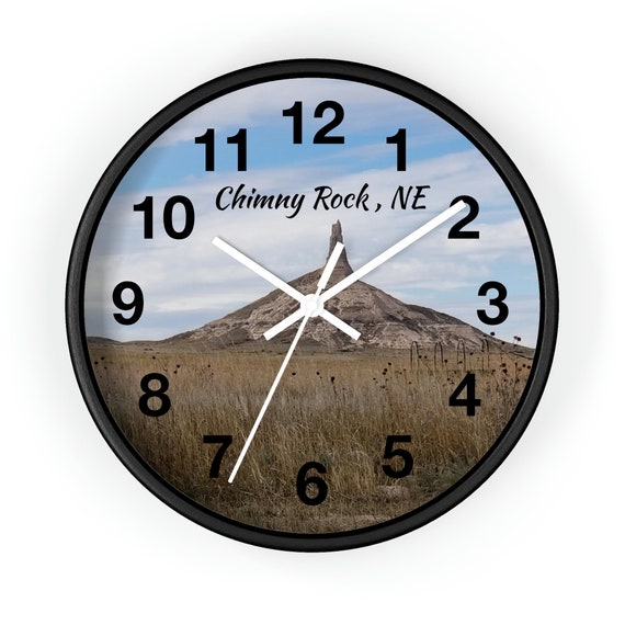 10 Inch Wall Clock With Photo of Chimney Rock , Nebraska