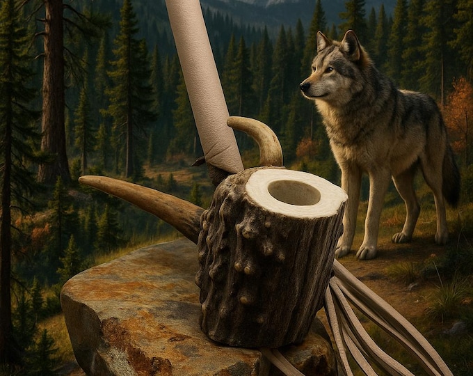 Deer Antler Native American Ceremonial Pipe Hand-crafted