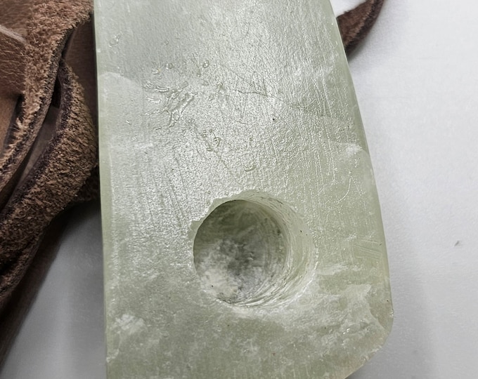 Alabaster Greenish Stone Pipe Hand Carved /River Cane Stem