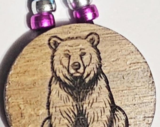 Handmade Wooden Bear Pendant Necklace – Spirit Animal Jewelry – Rustic Nature Totem-Made on Bamboo wood