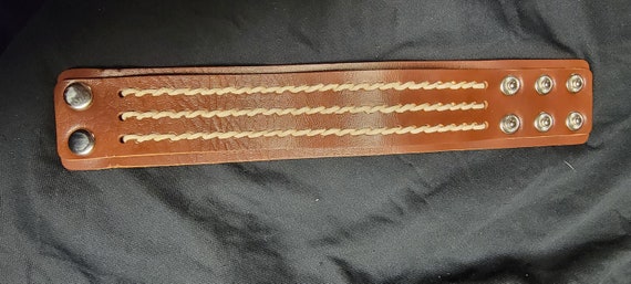 Wide Band Veggie Leather Bracelets 8 1/2 inch