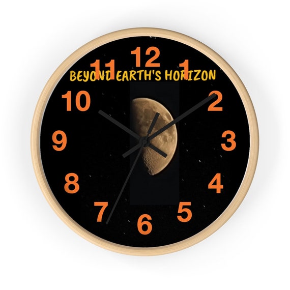 10 INCH Wall clock. Photo of the Moon about three quarter phase