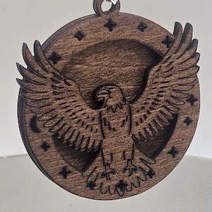 Wooden Handmade Laser Engraved Spirit of the Sky Eagle Pendant – Wooden Totem for Strength & Freedom