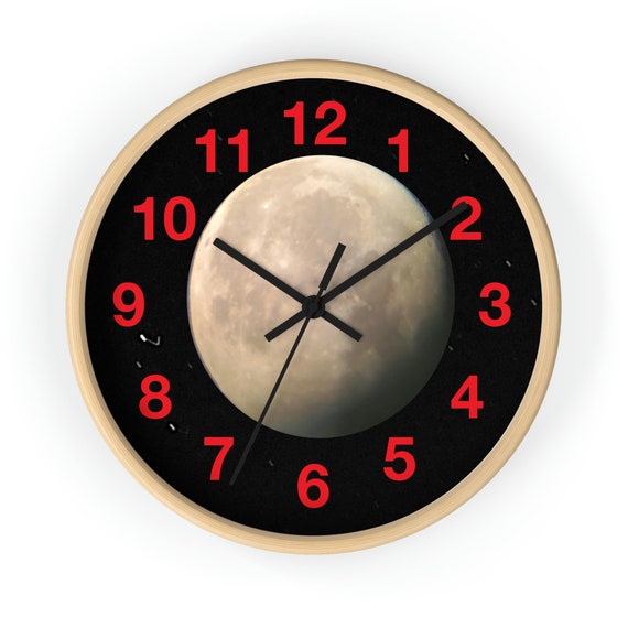 10 inch wall clock Featuring a Photo of the Moon in Full Moon Phase
