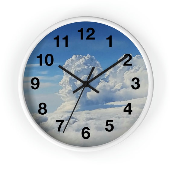 10 inch Wall Clock with Photo Of Cloud tops at 32,000 Feet