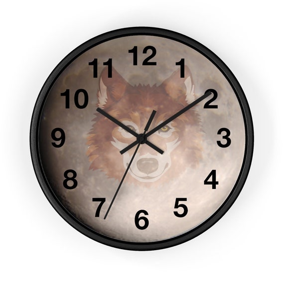 10 inch Wall clock Photo Moons surface With Wolf 2