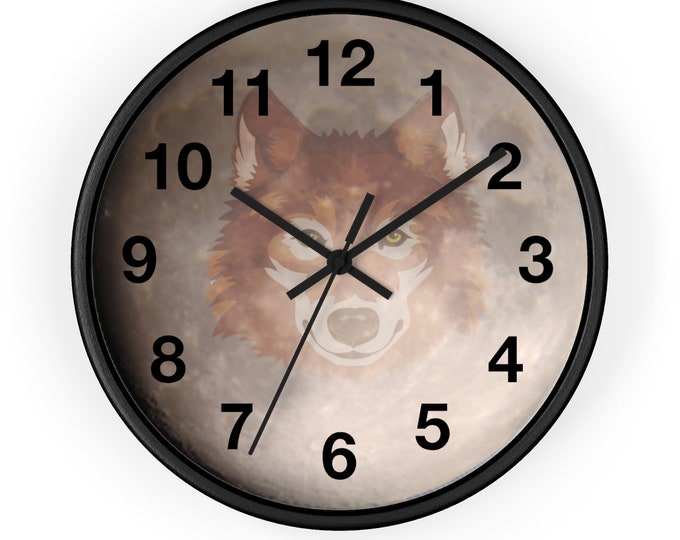 10 inch Wall clock Photo Moons surface With Wolf 2