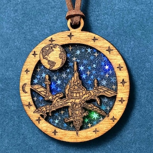Wooden Space Station Pendant–Handmade  “Charting New Frontiers” 2025 Tribute – Limited Edition Wood Pendant