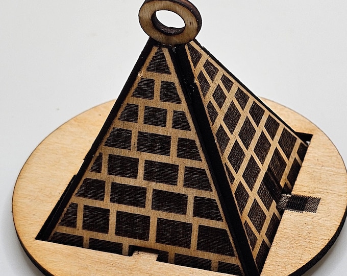 Hand Crafted Wooden 2 1/2 inch Pyramid Car Charm/desk Charm