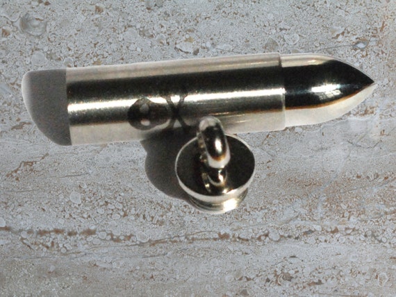 Stainless Steel Stash Bullet Pendant Screws Opens and Closes