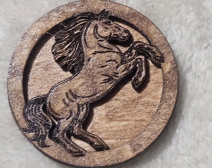 Handmade Rearing Horse Wood Pendant – Rustic Western Style on Adjustable Leather Cord