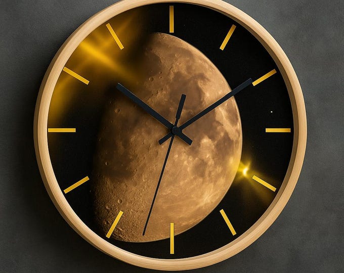 Lunar Glow Wall Clock – Modern Space-Inspired Timepiece with Golden Highlights  10 INCH Wall clock