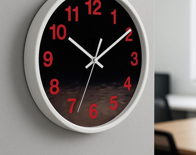 10 Wall Clock "Bold Red Numbers Moonlight Wall Clock – Modern Accent Timepiece"