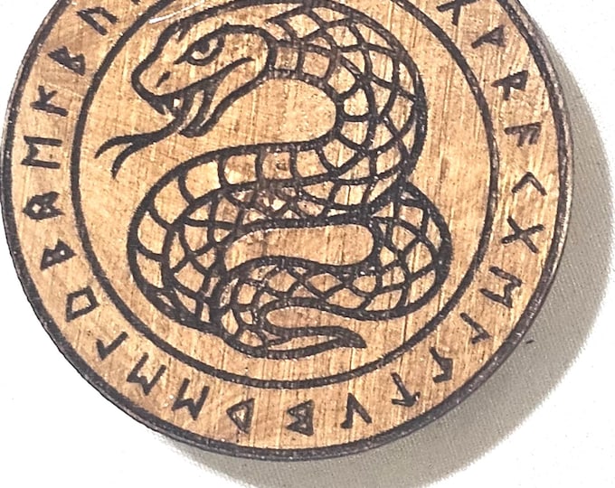 Serpent Pendant – Hand-Engraved Wooden Snake Necklace | Viking Pirate Symbol Pendant |