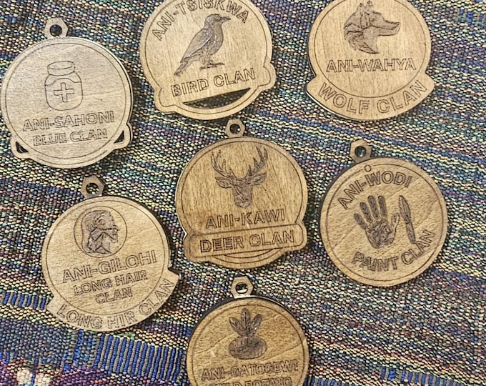 Cherokee Clan Symbols – Laser Engraved Wooden Plaques | 7 Clans of Cherokee | Cultural Heritage Decor & Gifts