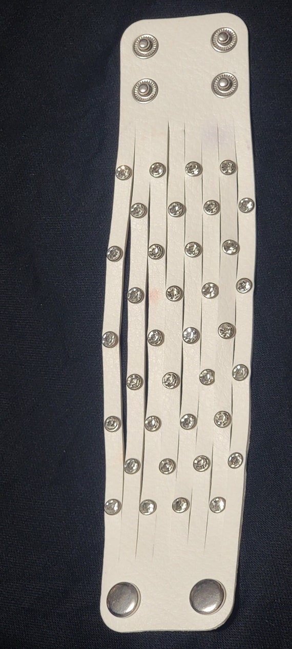 Sleek and Gleaming Veggie Leather Bracelet with Sparkling Stones