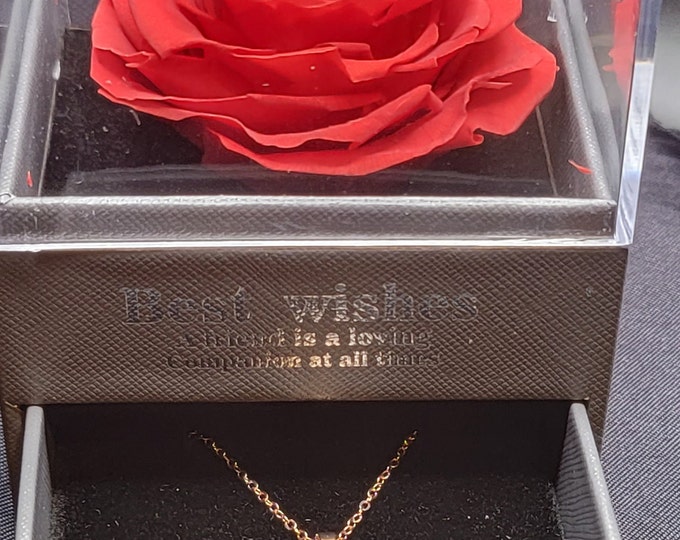 Preserved Real Rose Gift Box Enchanted Real Rose - I Love You Necklace 100 Languages  Only 2 Left