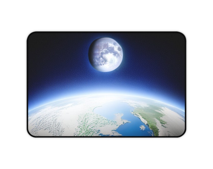 Colorful Desk Mat Photo Of the Earth's Horizon with the Moon in the background