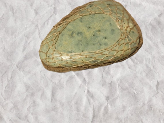 DragonStone Turquoise Dreamstone - Hand-stitched Sinew and Leather Backing