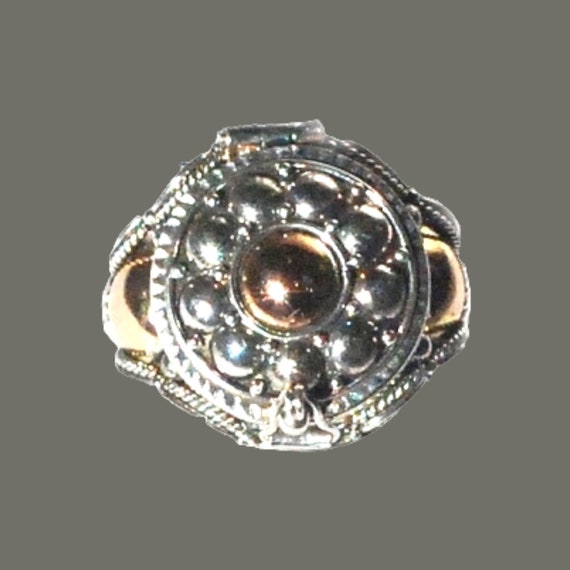 Balinese Sterling Silver Hand Made Ring with Layered 18k gold accents