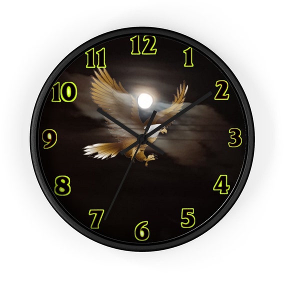 Moonlit Gliding Eagle 10 inch Clock