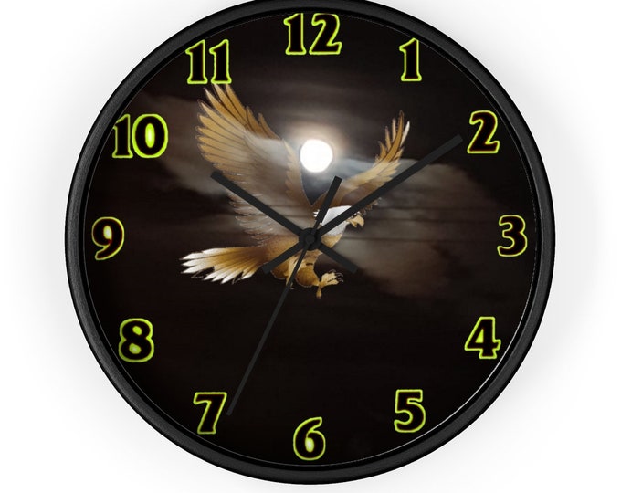 Moonlit Gliding Eagle 10 inch Clock