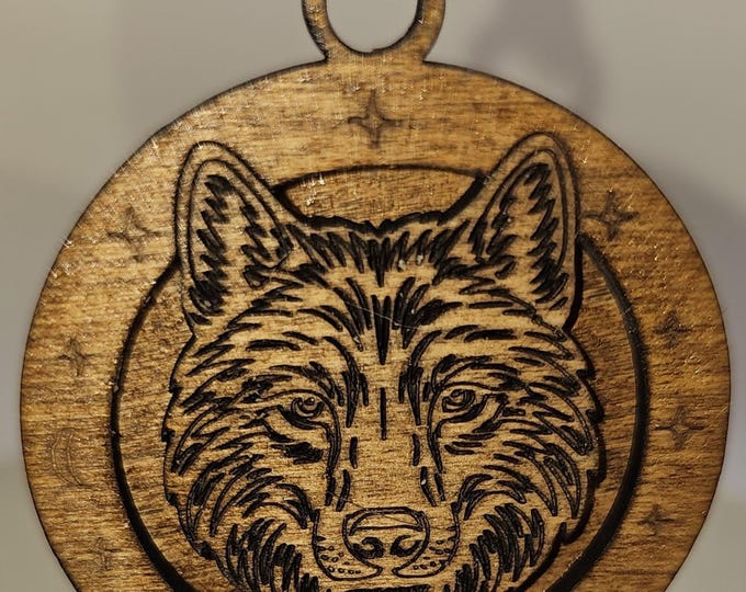 Laser-Engraved Wooden Wolf Pendant – Nature Spirit Necklace | Handcrafted Totem Jewelry for Outdoor & Cabin Lovers