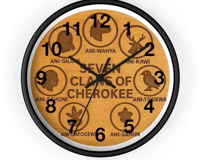Cherokee Clans Wall Clock - Native American Home Decor, Cultural Gift, Unique Timepiece, Boho Style, Handmade Wall Art