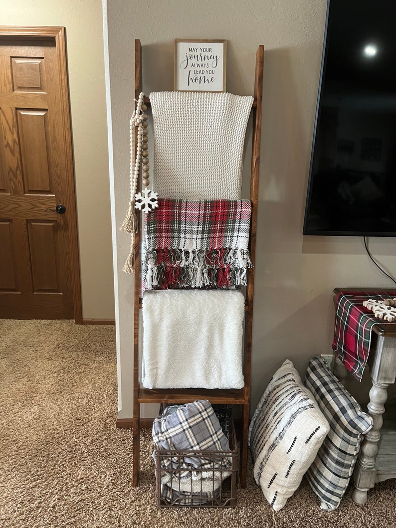 Custom Hardwood Blanket Ladder Etsy