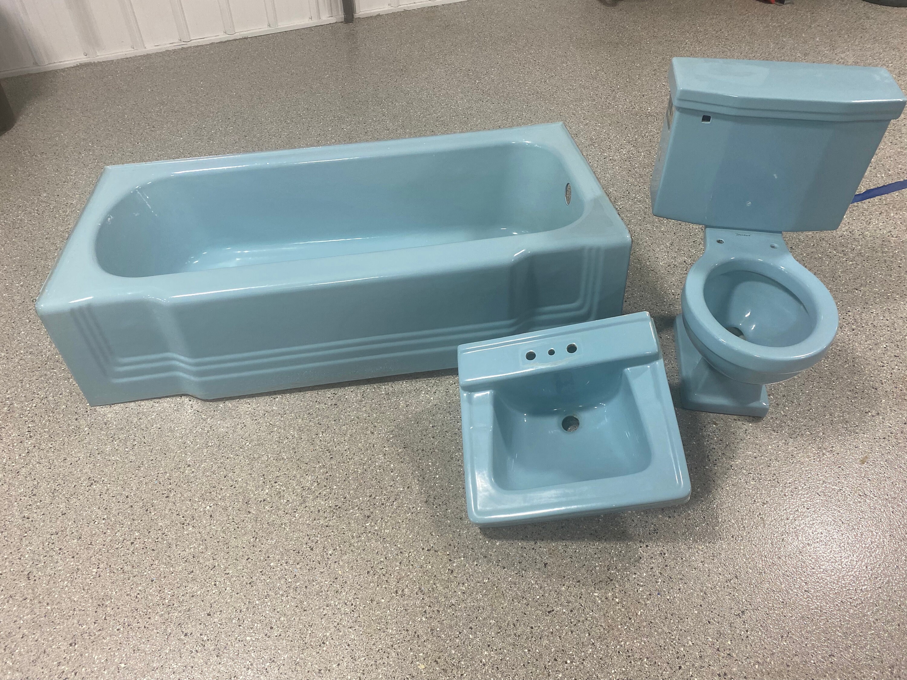 Blaue Vintage Toilette Badewanne und Waschbecken Etsy