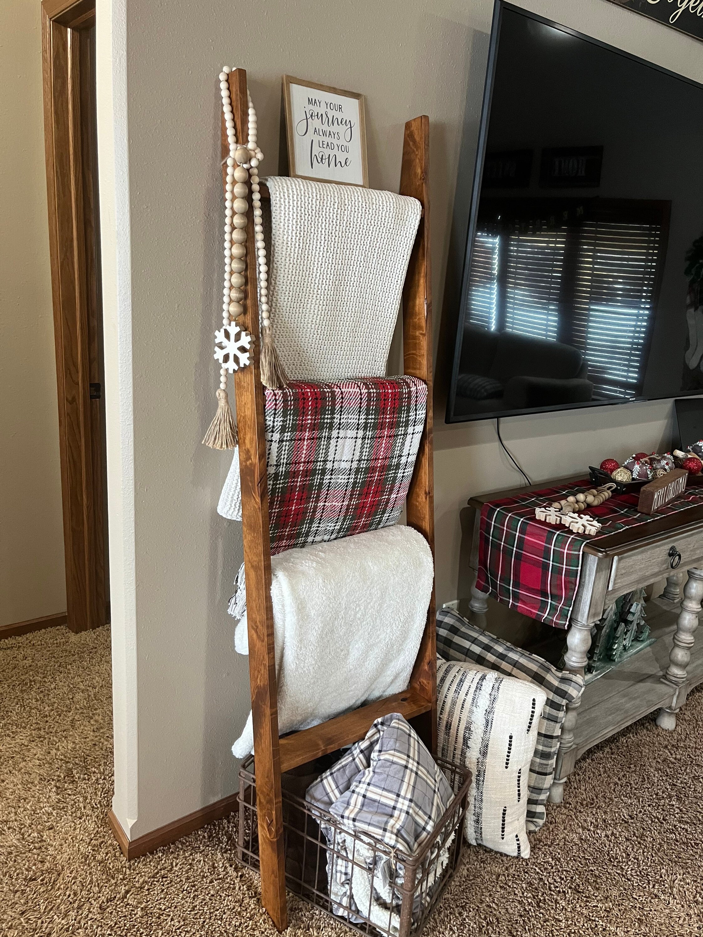 Custom Hardwood Blanket Ladder Etsy