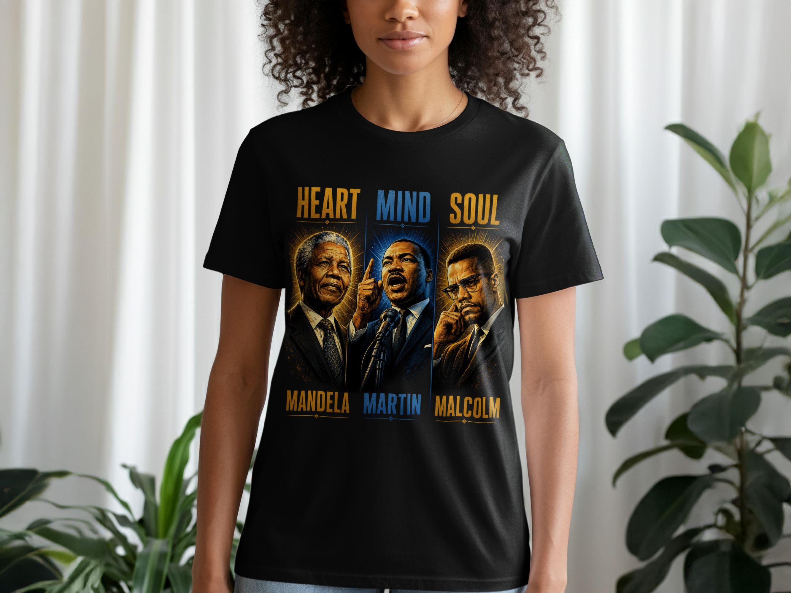 Black History Civil Rights Leaders T-Shirt, MLK Mandela Malcolm X Heart Mind Soul Sweatshirt Hoodie Gift