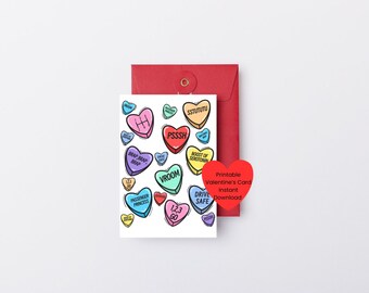 Printable Car Valentine Card | Conversation Heart Card
