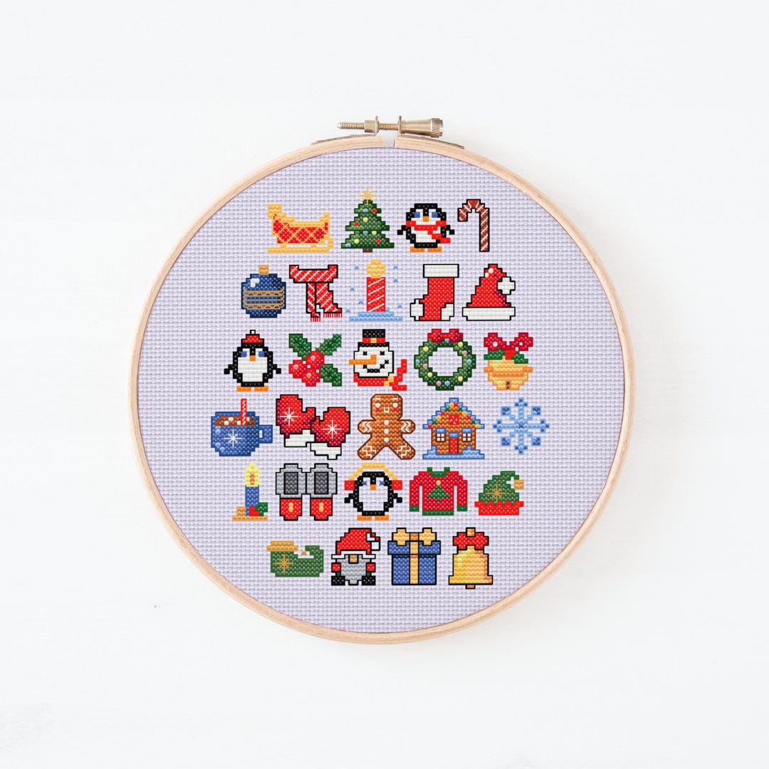 Christmas Sampler Cross Stitch Pattern | 7x7 Inch Holiday Stitch Design ...