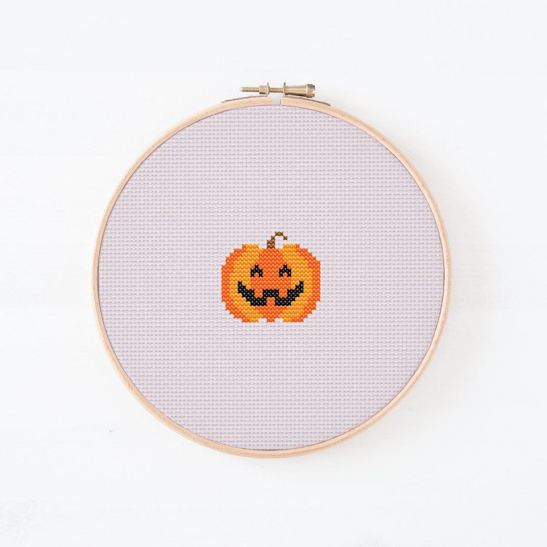 Tiny Jack O Lantern Cross Stitch Pattern | Beginner Halloween Decor ...