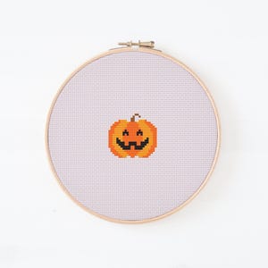 Tiny Jack O Lantern Cross Stitch Pattern | Small Cute Autumn PDF Pattern | 2x2 Inch Easy Pattern for Beginners |Halloween Home Decor