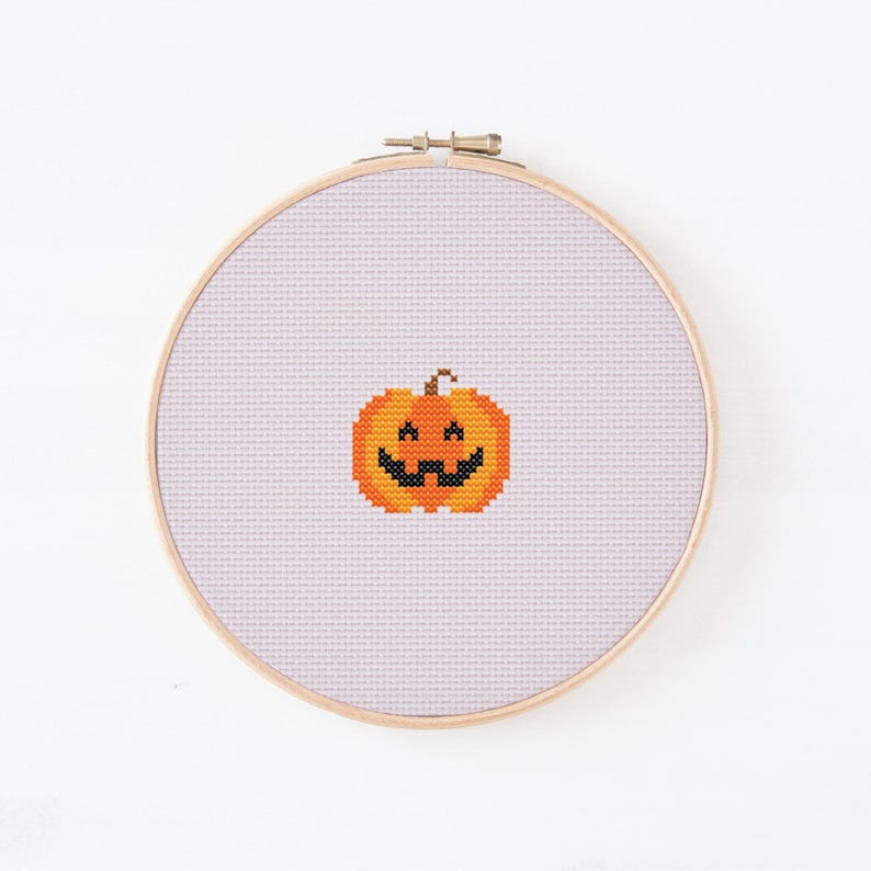Tiny Jack O Lantern Cross Stitch Pattern | Beginner Halloween Decor ...