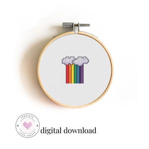 Rainbow Cross Stitch Pattern | Mini Cloud & Rainbow | Tiny Cross Stitch | PDF Pattern | Pattern Keeper Compatible
