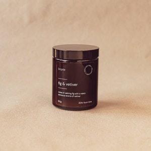 Fig & Vetiver Soy Candle, Earthy Green Aroma, Cedar, Oakmoss, Botanical Scent, Relaxing Candle, Home Gift, Amber Jar