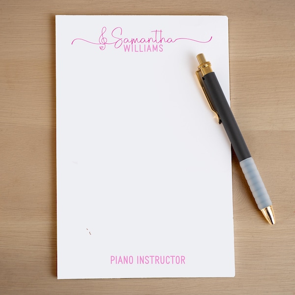 Personalized Music Notepad, Music Notes Note pad, Unique Musician Music Lover Gifts, Cute Stationery, Piano Music Band Teacher Appreciation