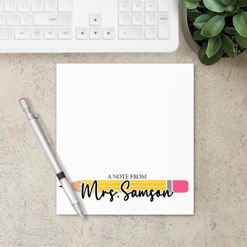 Personalized Teacher Note Pad, Custom Name Stationery, Classroom ...