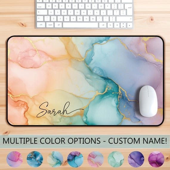 Custom Desk Mat Mousepad with Name, Large Modern Desktop Mats, Colorful Keyboard Gaming Pad, Modern Office Decor