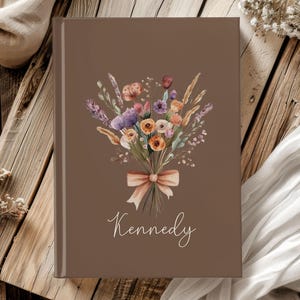 Personalized Hardcover Journal, Boho Floral Notebook, Custom Writing Notebooks, Name Journals, Wildflower Journal, Mothers day Gift for Mom