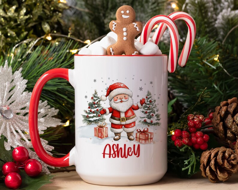 Personalized Christmas Mug , Custom Santa Cocoa Mugs, Christmas Mugs for Kids, Custom Camper Mug with your Name, Stainless Steel Coffee Mug immagine 2