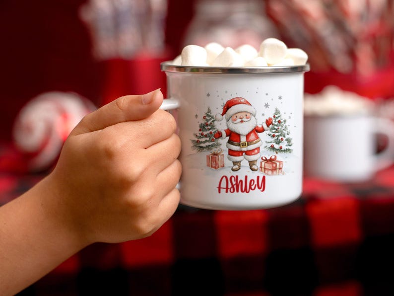 Personalized Christmas Mug , Custom Santa Cocoa Mugs, Christmas Mugs for Kids, Custom Camper Mug with your Name, Stainless Steel Coffee Mug immagine 4