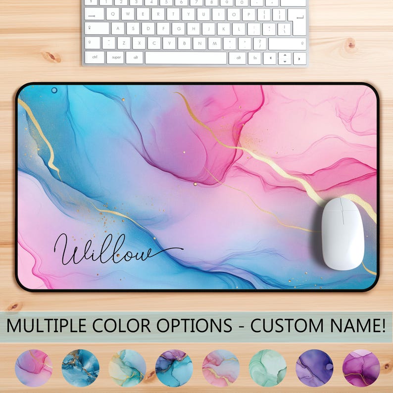 Tapis de souris personnalisé avec nom, grands tapis de bureau modernes, clavier gaming coloré, décoration de bureau moderne A