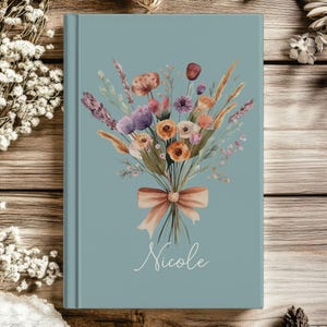 Personalized Hardcover Journal, Boho Floral Notebook, Custom Writing Notebooks, Name Journals, Bridesmaid Gift, Party Favor Gift for Mom