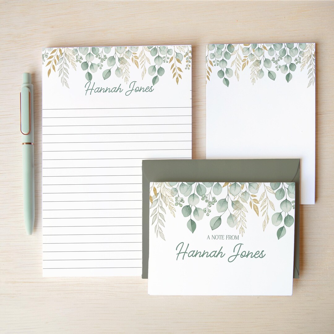 Personalized Stationery Set, Boho Floral Botanical Letter Writing Gift ...